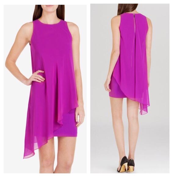 Ted Baker Locie Sheer Asymmetric Chiffon Overlay Mini Dress Small Cocktail Sheer - Picture 1 of 13